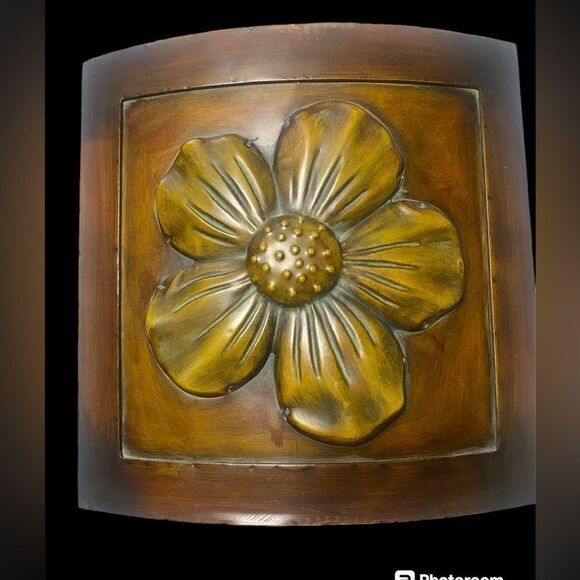Vintage Metal Flower Brown And Yellow‎ 14 X 14 Wall Decor - Picture 1 of 6